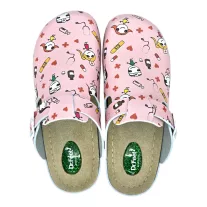 1014 -es női Dr Feet bőr papucs - rozsaszin orvos mintas