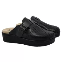 1021 -es női Dr Feet bőr papucs - fekete