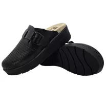 1021 -es női Dr Feet bőr papucs - fekete