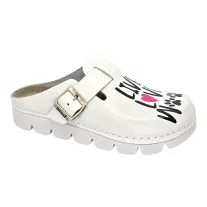 1100 -as női Dr Feet bőr papucs - feher - Live, love,woof
