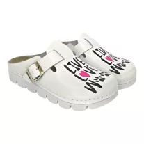 1100 -as női Dr Feet bőr papucs - feher - Live, love,woof