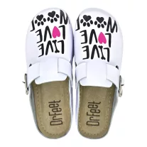 1100 -as női Dr Feet bőr papucs - feher - Live, love,woof