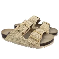 16003 -as női Dr Feet bőr papucs - natural bezs