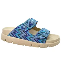 16019 -es női Dr Feet bőr papucs - kek mintas