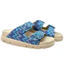 16019 -es női Dr Feet bőr papucs - kek mintas