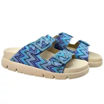 16019 -es női Dr Feet bőr papucs - kek mintas