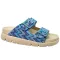 16019 -es női Dr Feet bőr papucs - kek mintas