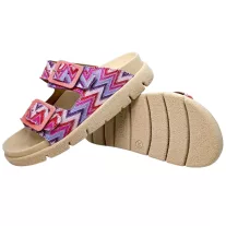 16019 -es női Dr Feet bőr papucs - rozsaszin mintas