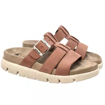 16030 -as női Dr Feet bőr papucs - vilagos barna