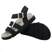 16031 -es női Dr Feet bőr papucs - fekete