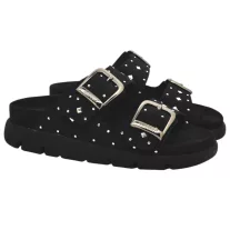 16034 -es női Dr Feet bőr papucs - fekete