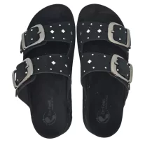 16034 -es női Dr Feet bőr papucs - fekete