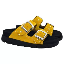 16034 -es női Dr Feet bőr papucs - mustar sarga