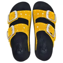 16034 -es női Dr Feet bőr papucs - mustar sarga