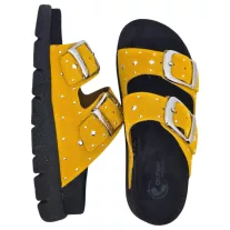 16034 -es női Dr Feet bőr papucs - mustar sarga