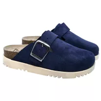 16202 -es női Dr Feet bőr papucs - sotet kek