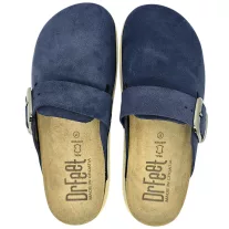 16202 -es női Dr Feet bőr papucs - sotet kek
