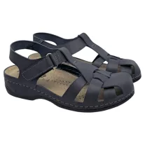 2018 -es női Dr Feet bőr szandal - fekete