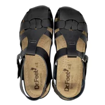 2018 -es női Dr Feet bőr szandal - fekete