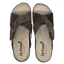 2085 -os női Dr Feet bőr papucs - sotet barna