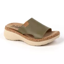 21005 -os női Dr Feet bőr papucs - oliva zold