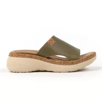 21005 -os női Dr Feet bőr papucs - oliva zold