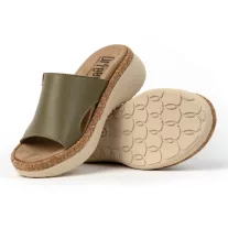 21005 -os női Dr Feet bőr papucs - oliva zold