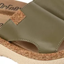 21005 -os női Dr Feet bőr papucs - oliva zold