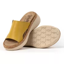 21005 -os női Dr Feet bőr papucs - mustar sarga