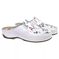 2106 -os női Dr Feet bőr papucs - feher virag