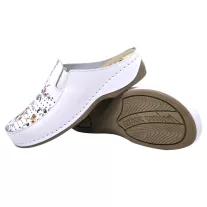 2106 -os női Dr Feet bőr papucs - feher virag