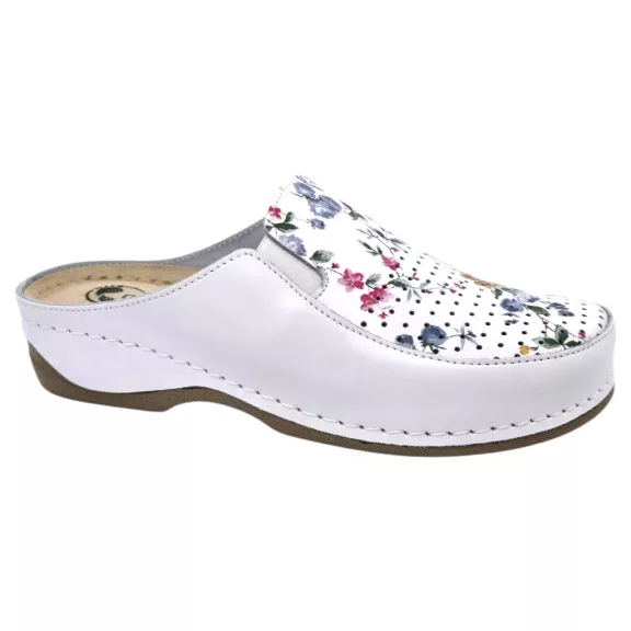 2106 -os női Dr Feet bőr papucs - feher virag 2106 -os női Dr Feet bőr papucs - feher virag