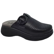 21011 -es női Dr Feet bőr papucs - fekete