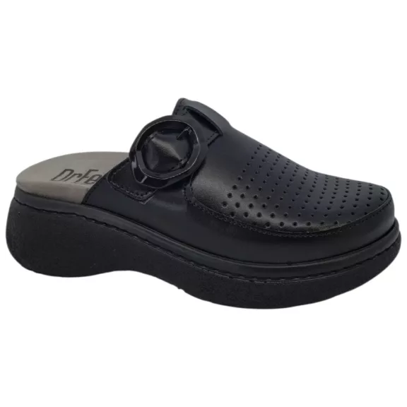21011 -es női Dr Feet bőr papucs - fekete 21011 -es női Dr Feet bőr papucs - fekete