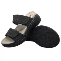 21012 -es női Dr Feet bőr papucs - fekete