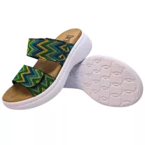 21012 -es női Dr Feet bőr papucs - zold mintas