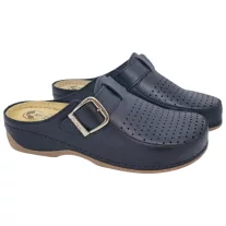 2107 -es női Dr Feet bőr papucs - sotet kek