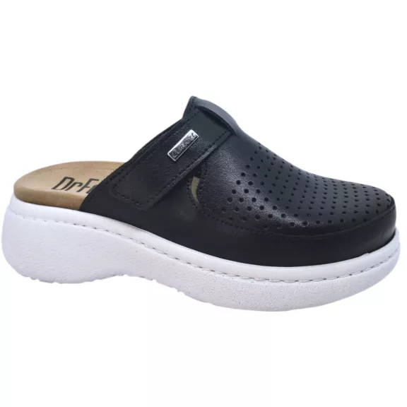 21301 -es női Dr Feet bőr papucs - fekete 21301 -es női Dr Feet bőr papucs - fekete