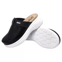 21301 -es női Dr Feet bőr papucs - fekete
