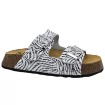 23003 -as női Dr Feet bőr papucs - feher zebra