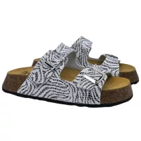 23003 -as női Dr Feet bőr papucs - feher zebra