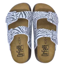 23003 -as női Dr Feet bőr papucs - feher zebra