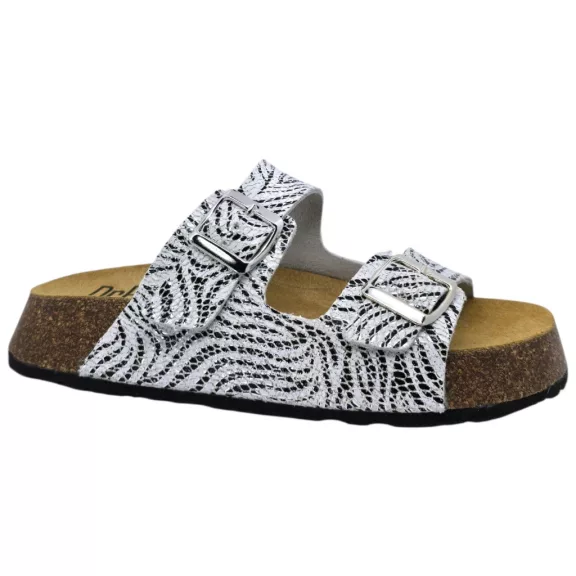 23003 -as női Dr Feet bőr papucs - feher zebra 23003 -as női Dr Feet bőr papucs - feher zebra