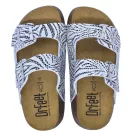 23003 -as női Dr Feet bőr papucs - feher zebra