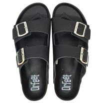 23004 -es ferfi Dr Feet bőr papucs - fekete