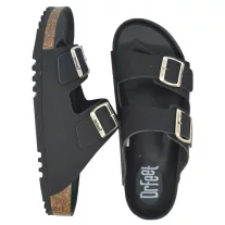 23004 -es ferfi Dr Feet bőr papucs - fekete