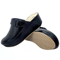 3021 -es női Dr Feet bőr papucs - fekete