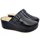 3021 -es női Dr Feet bőr papucs - fekete