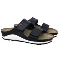 4001 -es női Dr Feet bőr papucs - fekete