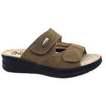   5012 -es női Dr Feet bőr papucs - barna - kivehető talpbetet